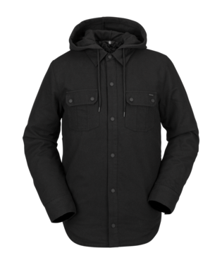 21/22 Volcom Mens Field Insulated Flannel Jacket Black on Black