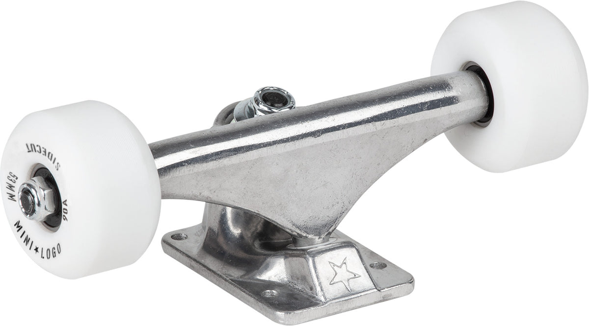 Skateboard Truck Assembly with White Wheels