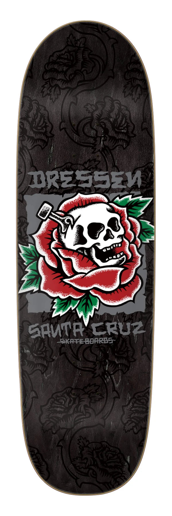 Dressen Skull Rose Pro Shaped 9.25in x 31.95in Santa Cruz Decks