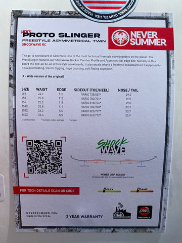 22/23 Never Summer Proto Slinger 160W – Flipside Boardshop